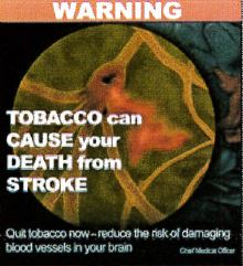 Jamaica 2013 Health effects stroke - clot, fatal, smokeless warning (back)